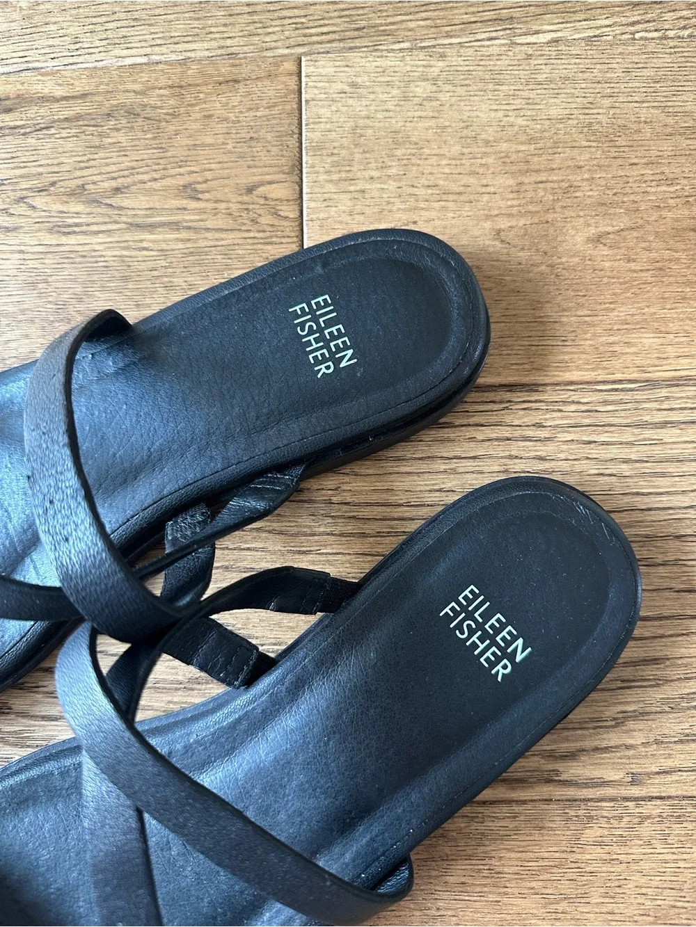 Eileen Fisher Black Leather Sandals Shoes Sz 9